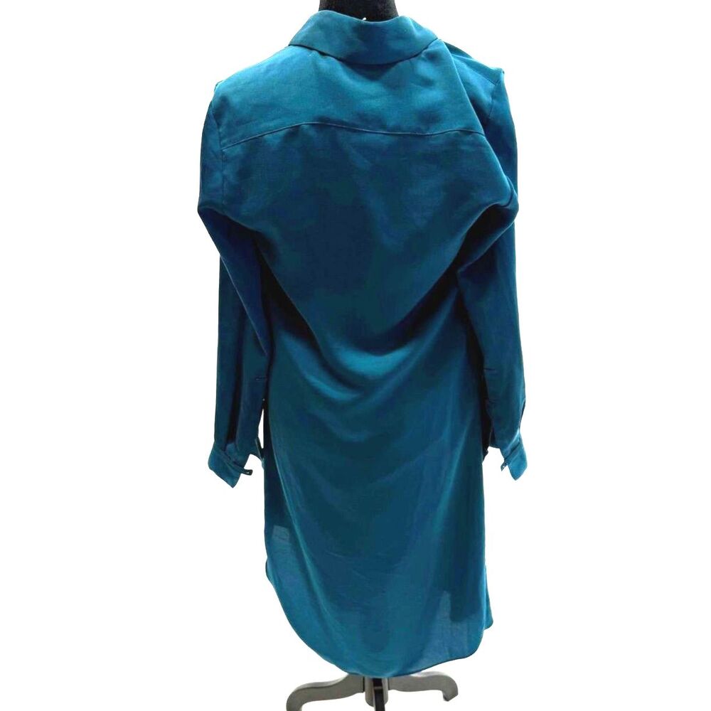 Halston Heritage teal slinky shirt dress - Picture 5 of 7